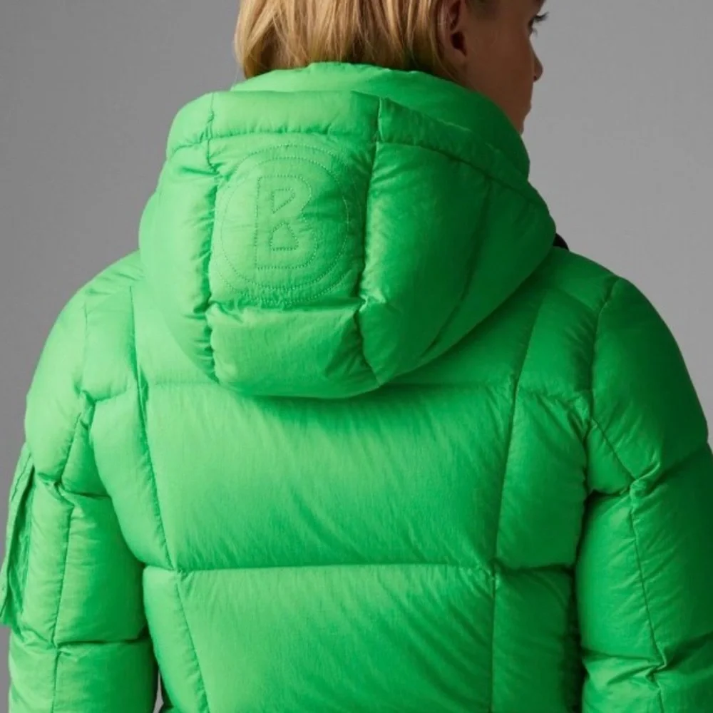 BOGNER Vibrant Lime Green Quilted Puffer Jacket Luxury Ski Coat